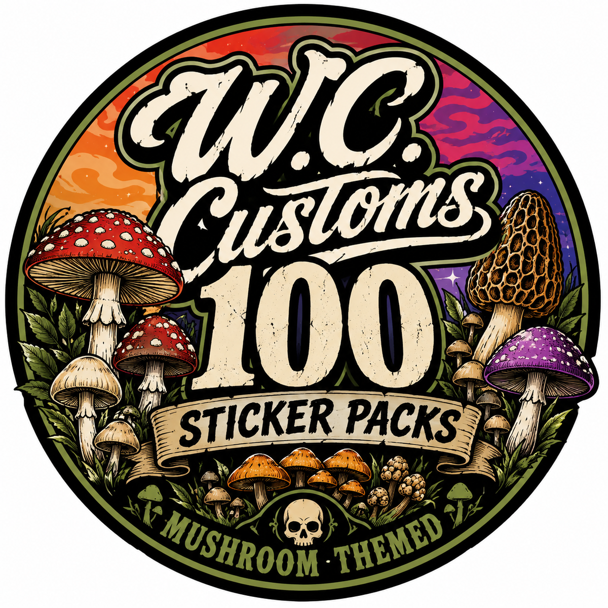 100 Assorted Custom Glossy Vinyl Stickers Mushroom themed