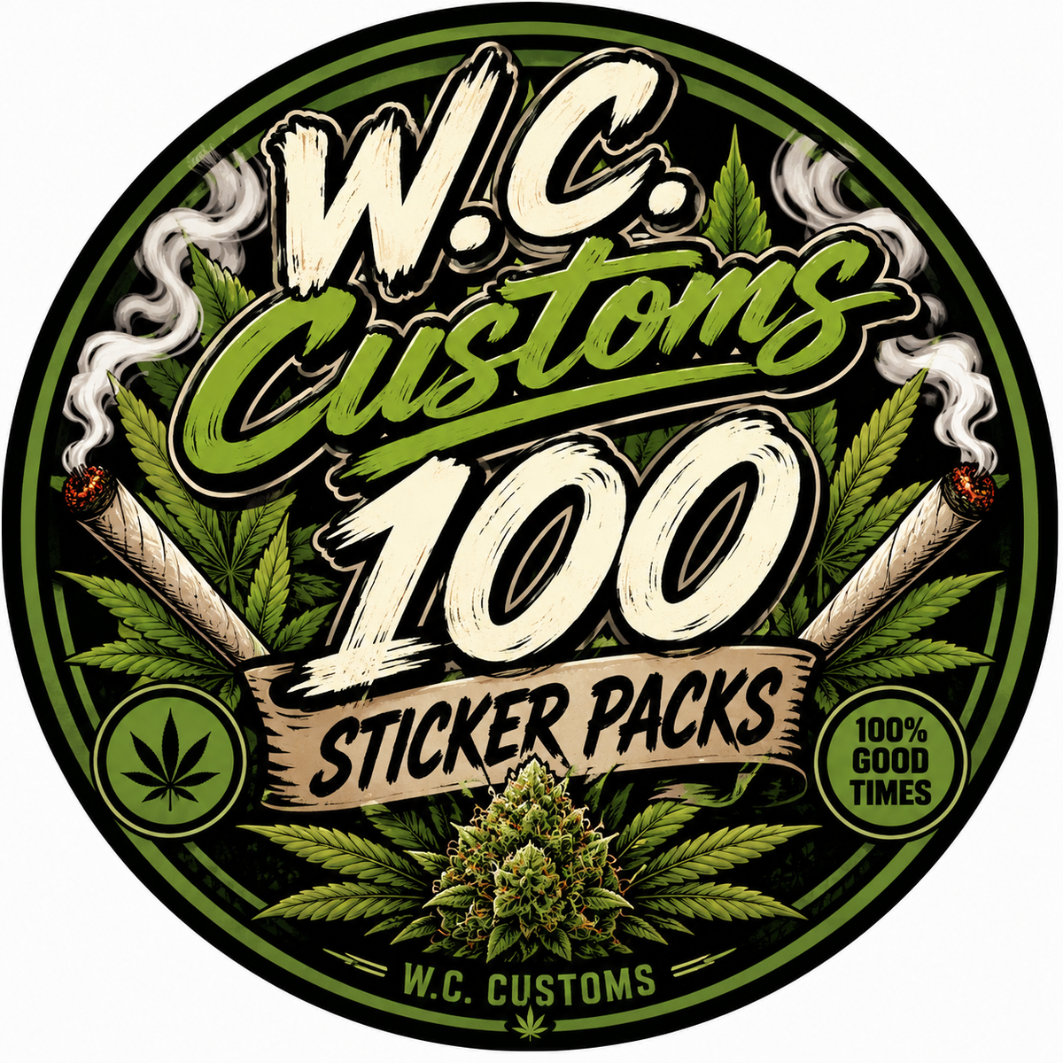 100 Assorted Custom Glossy Vinyl Stickers Marijuana Themed