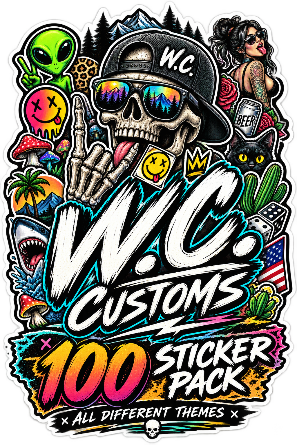100 Assorted sticker packs
