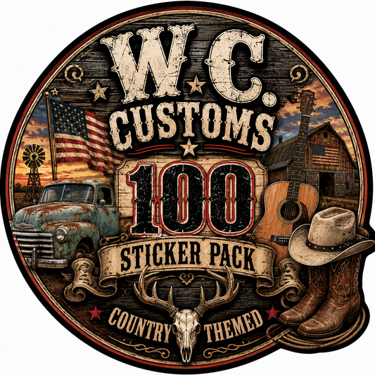 100 Assorted Custom Glossy Vinyl Stickers Country Themed
